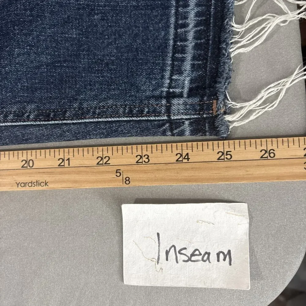 Old Navy Jeans Size 14 Mr Boyfriend Midrise Blue Stretch Denim Cropped Raw Hem